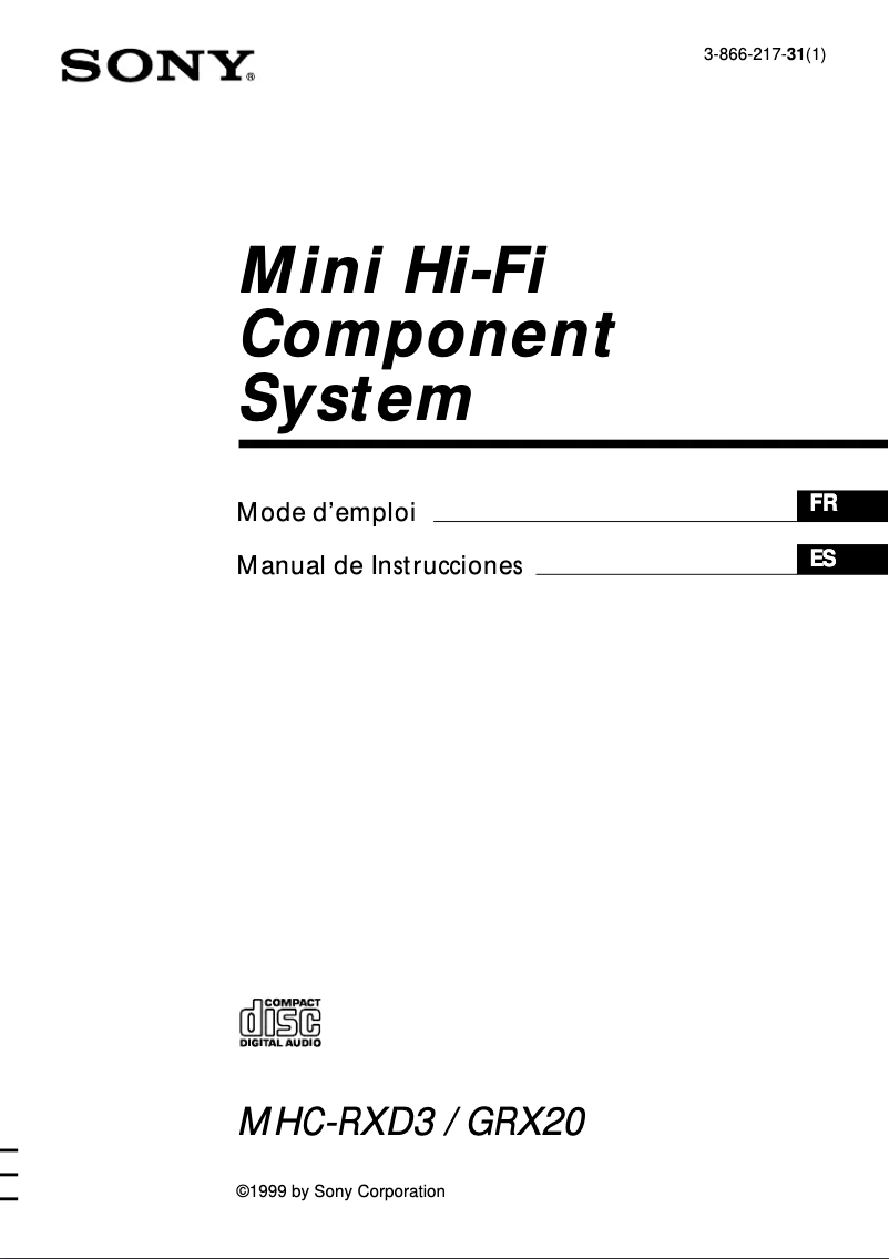 Page n°1 - Manuel utilisateur Sony MHC-GRX20