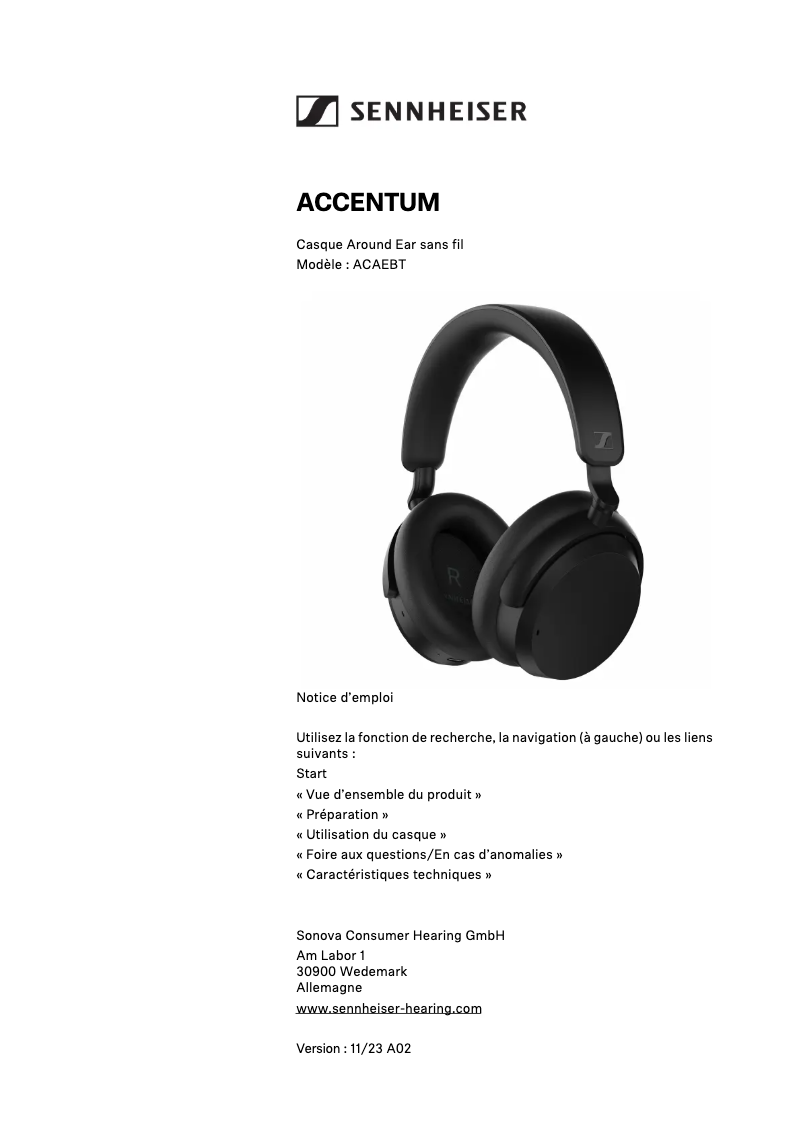 Page n°1 - Manuel utilisateur Sennheiser Accentum
