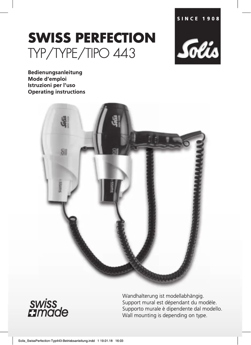 First page image of the manual for Swiss Perfection 443