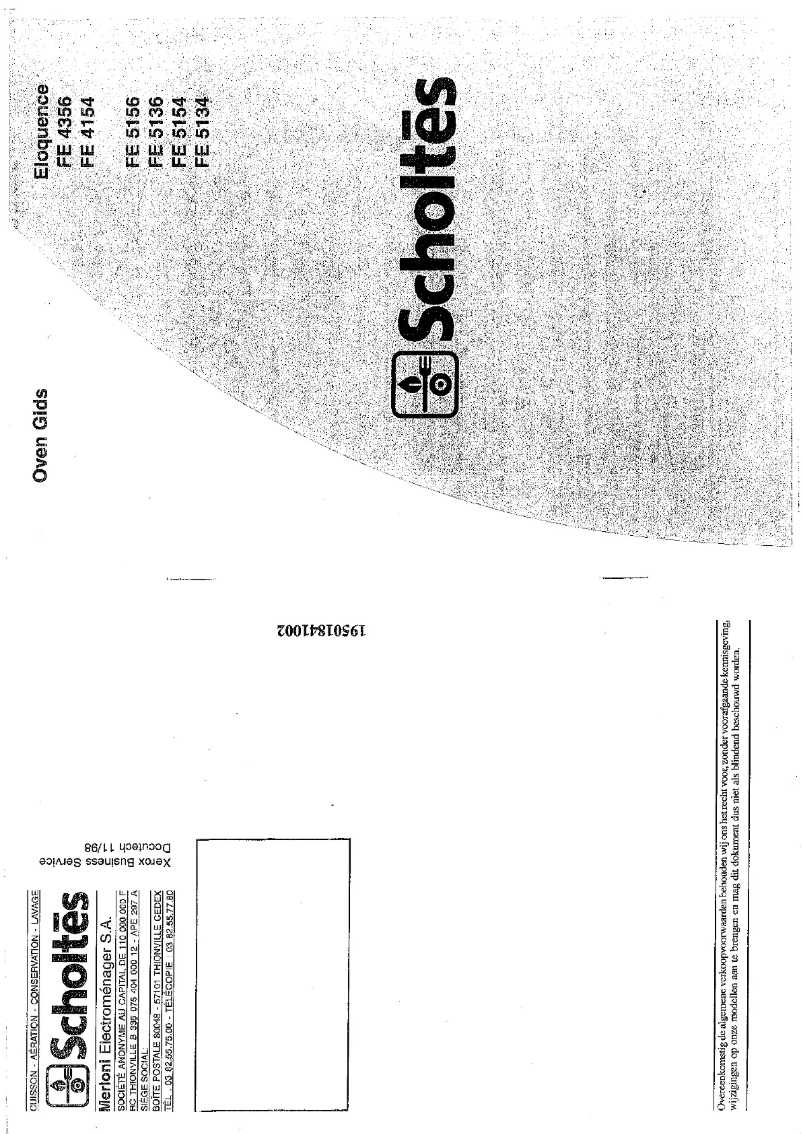 Page 1 de la notice Manuel utilisateur Scholtès FE 4356