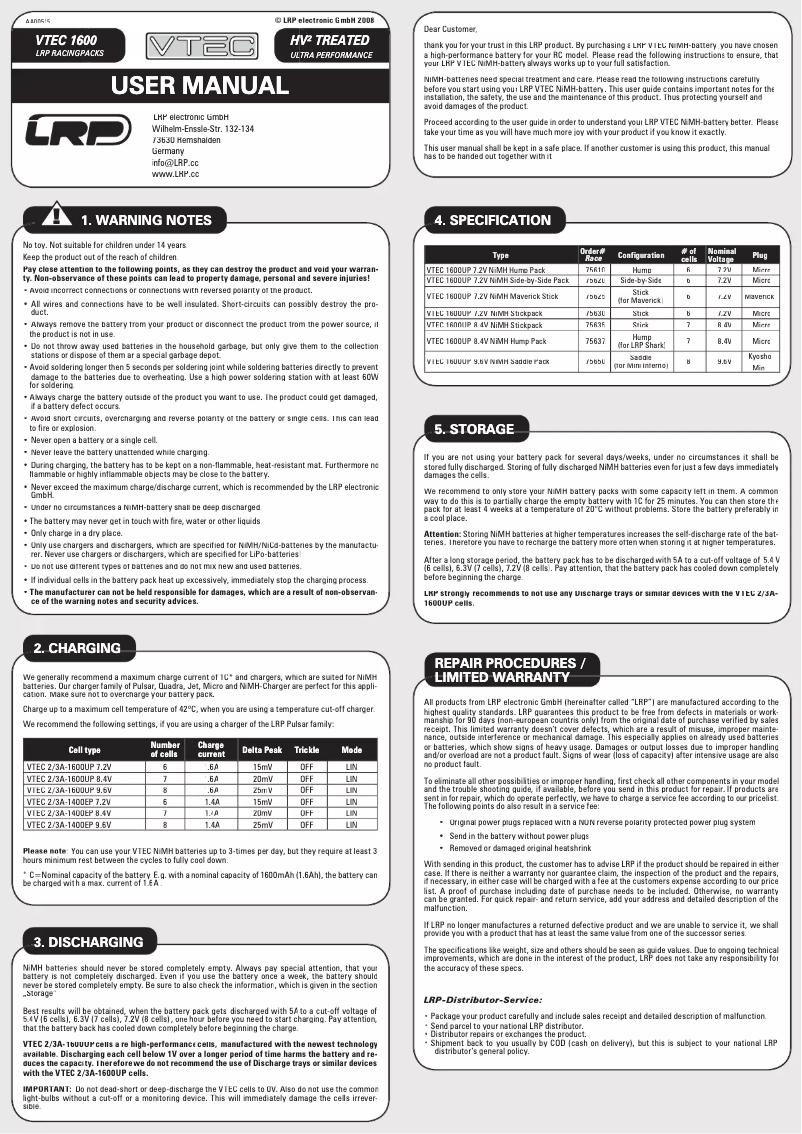 Image de la première page du manuel de l'appareil 1600UP