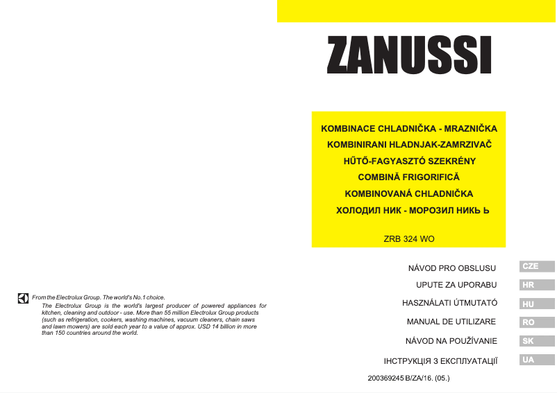 Page n°1 - Manuel utilisateur Zanussi ZRB 324 WO