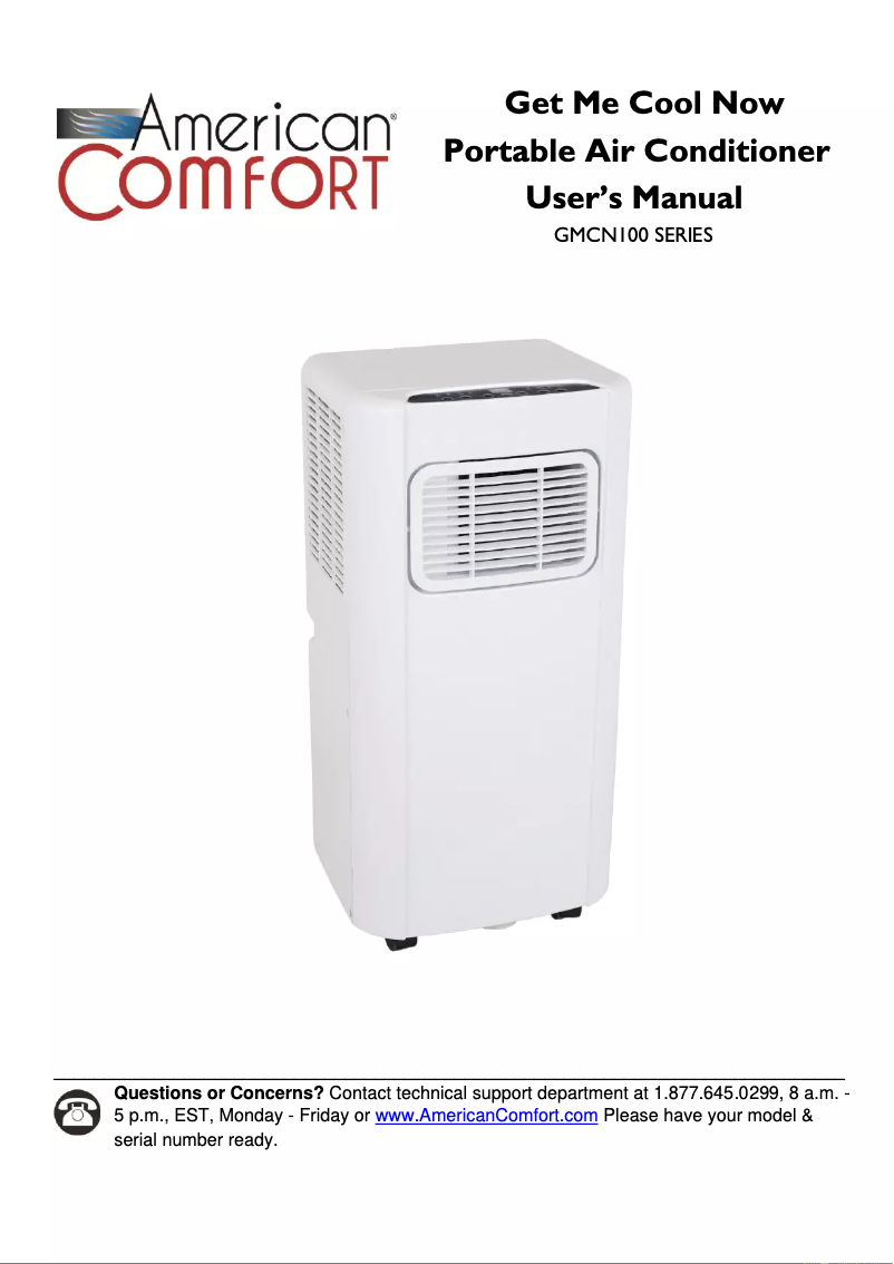 Page n°1 - Manuel utilisateur American Comfort GMCN100W