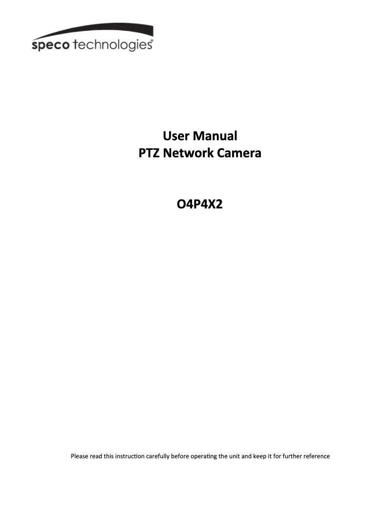 Page n°1 - Manuel utilisateur Speco Technologies O4P4X2