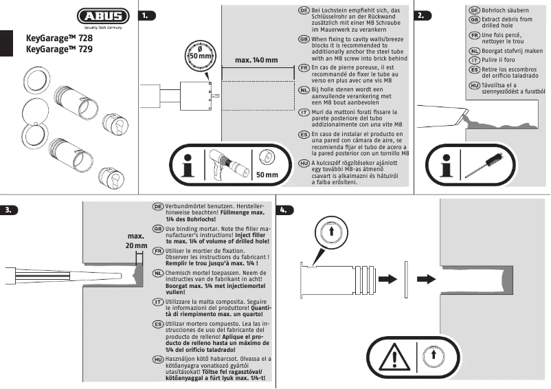 Page 1 de la notice Instructions / montage Abus KeyGarage 728