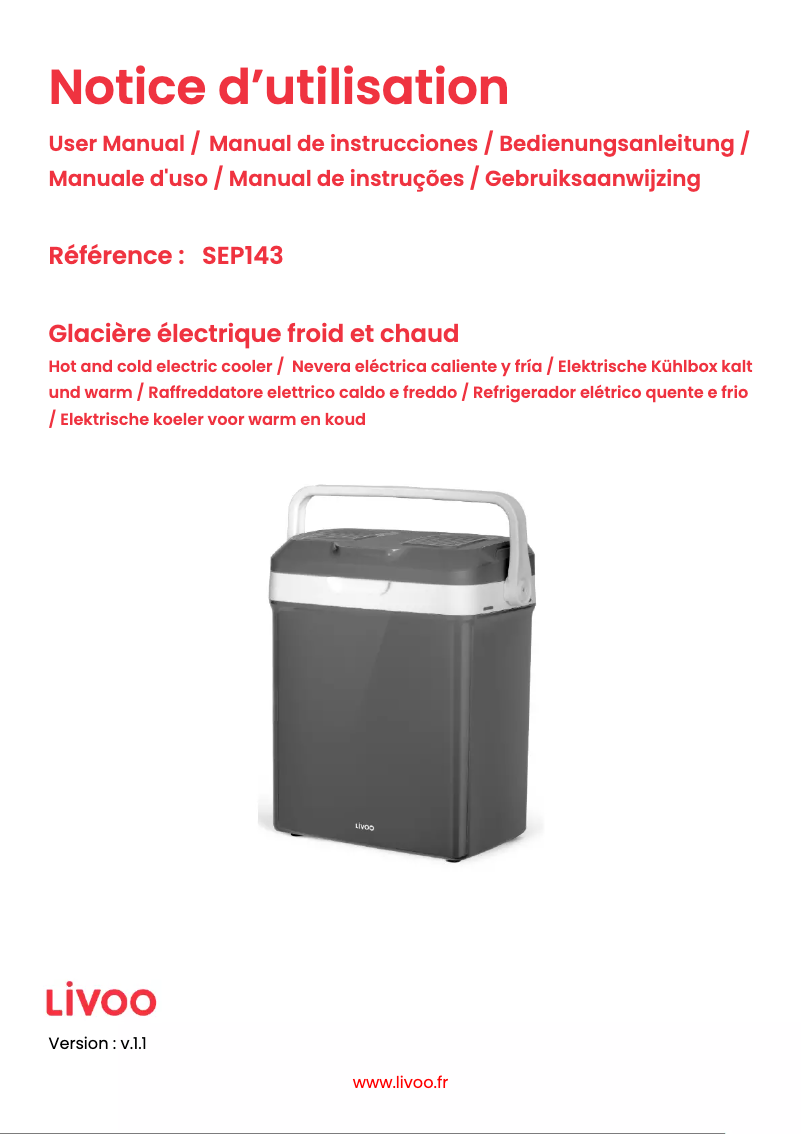 Page 1 de la notice Manuel utilisateur Livoo SEP143
