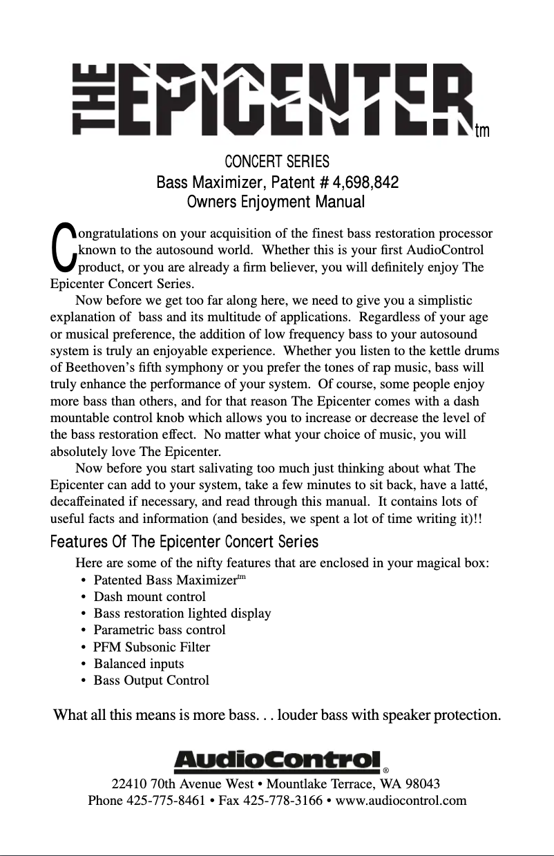 Image de la première page du manuel de l'appareil The Epicenter