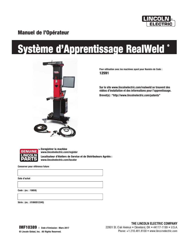 Page 1 de la notice Manuel utilisateur Lincoln Electric RealWeld
