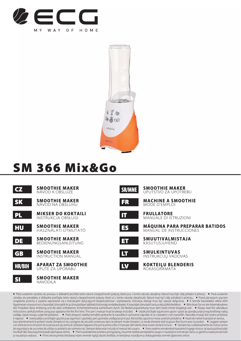 Image de la première page du manuel de l'appareil SM 366 Mix&Go
