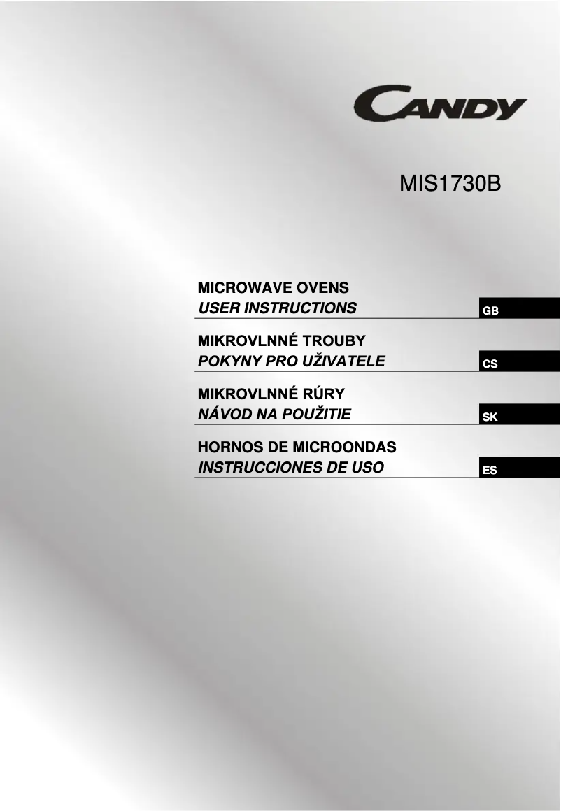 Page 1 de la notice Manuel utilisateur Candy MIS1730B