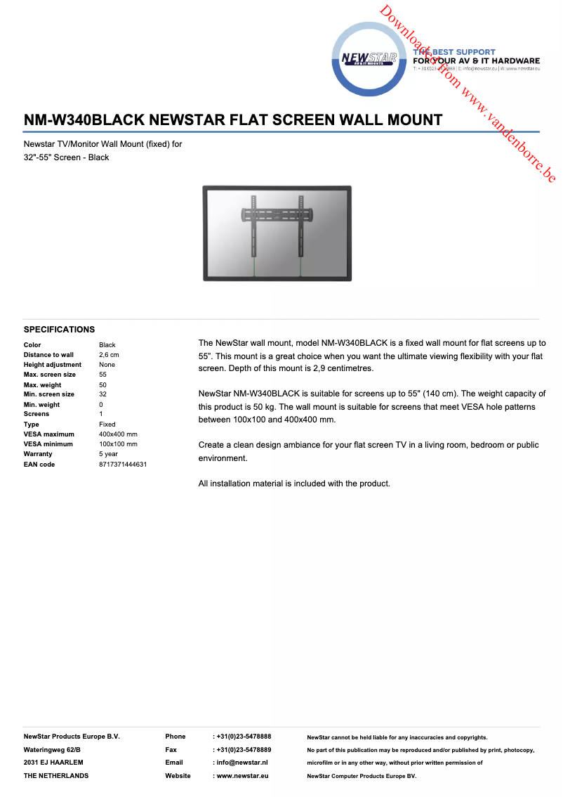 Page 1 de la notice Manuel utilisateur Newstar NM-W340