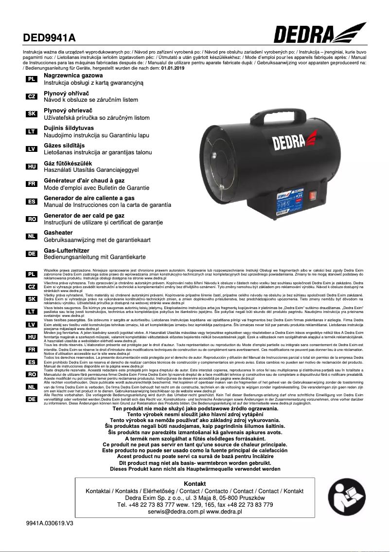 Page 1 de la notice Manuel utilisateur DEDRA DED9941A