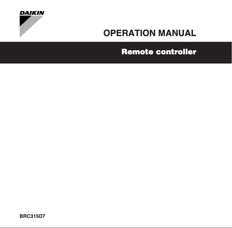 Page 1 de la notice Manuel utilisateur Daikin BRC315D7