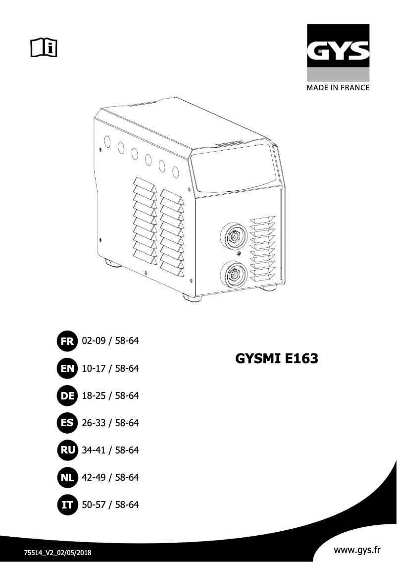 Página 1 del manual Manual de usuario GYS GYSMI E163