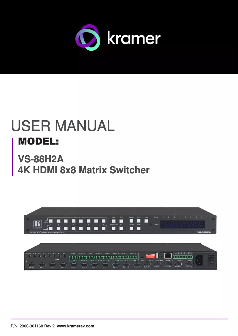 Page n°1 - Manuel utilisateur Kramer VS-88H2A