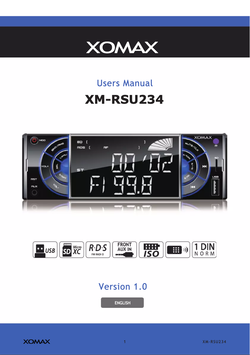 Image de la première page du manuel de l'appareil XM-RSU234