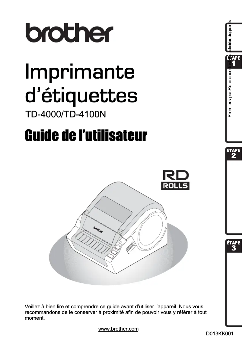 Page n°1 - Manuel utilisateur Brother TD-4100N