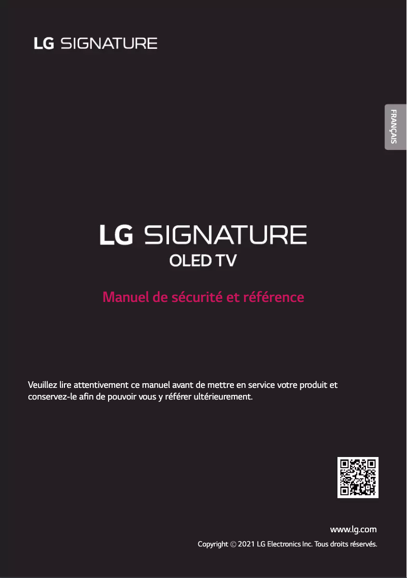 Page 1 de la notice Manuel utilisateur LG OLED65R1PVA