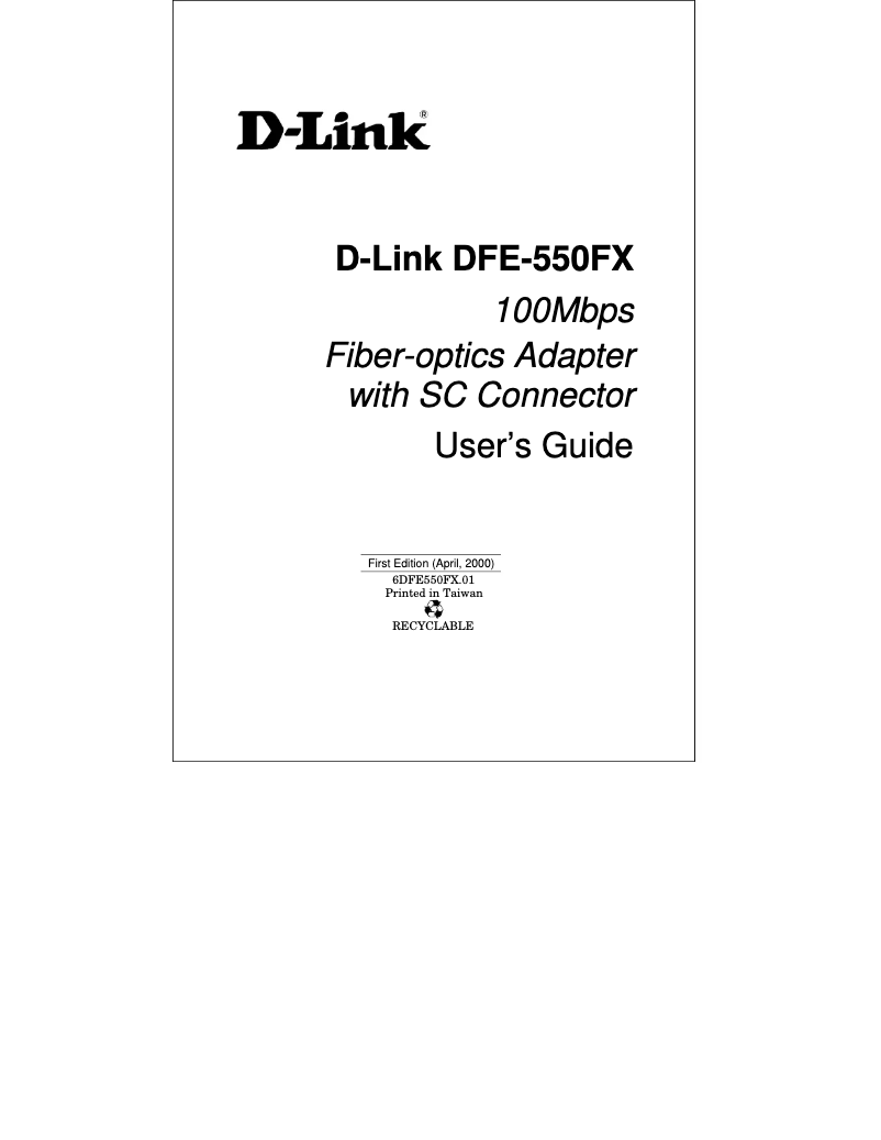 Page 1 de la notice Manuel utilisateur D-Link DFE-550FX