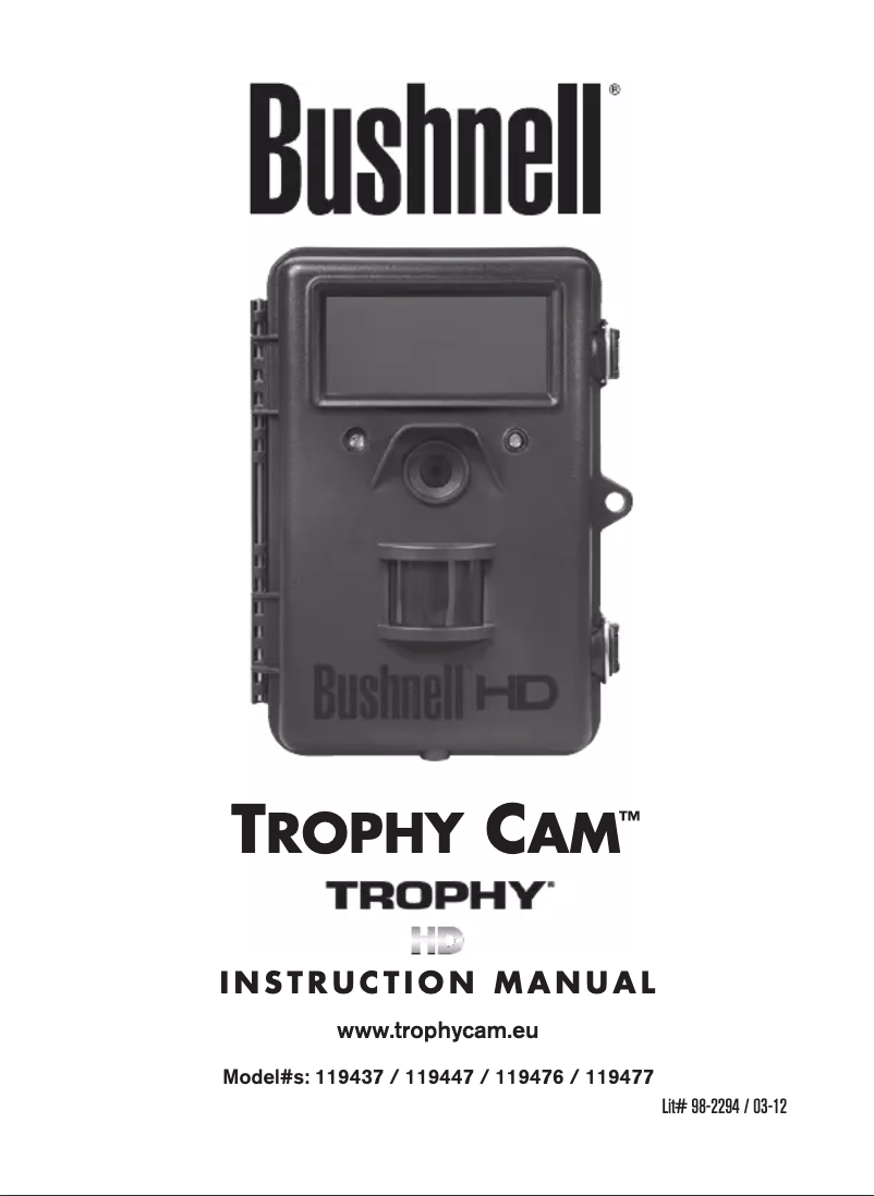 Image de la première page du manuel de l'appareil Trophy Cam HD Max