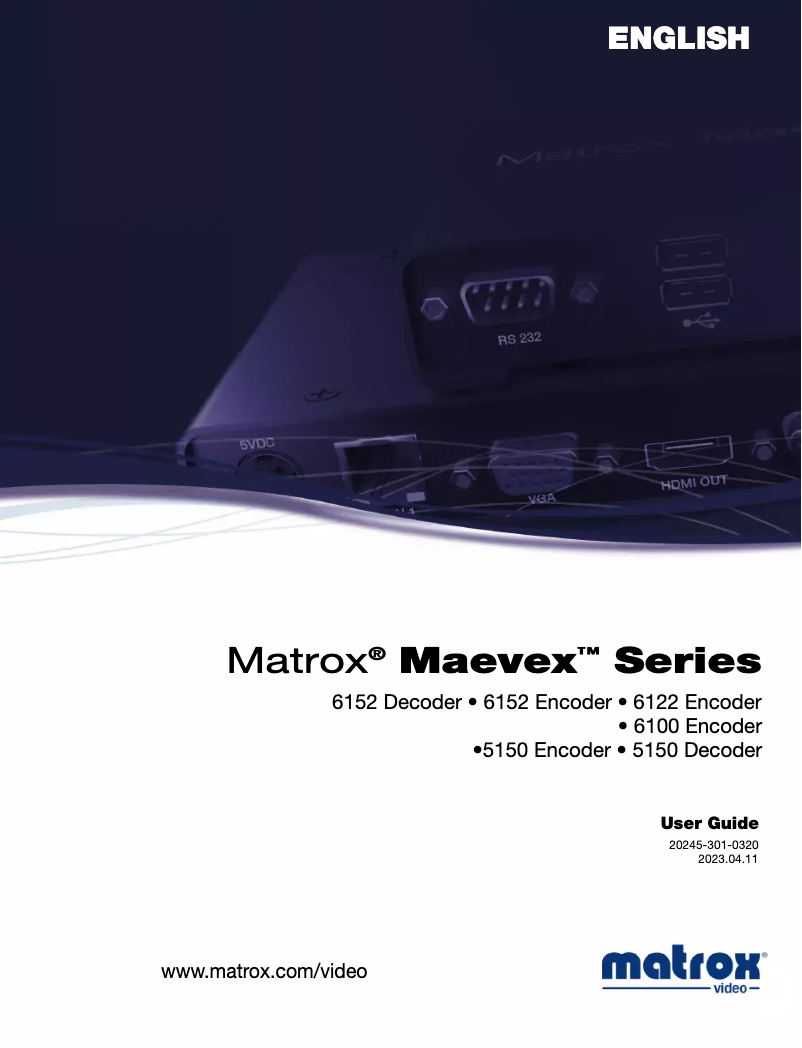 Page 1 de la notice Manuel utilisateur Matrox Maevex 6152
