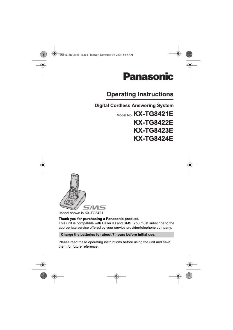 Image de la première page du manuel de l'appareil KX-TG8422E