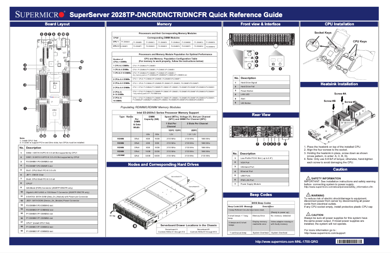 Page 1 de la notice Guide de démarrage rapide Supermicro SuperServer 2028TP-DNCFR