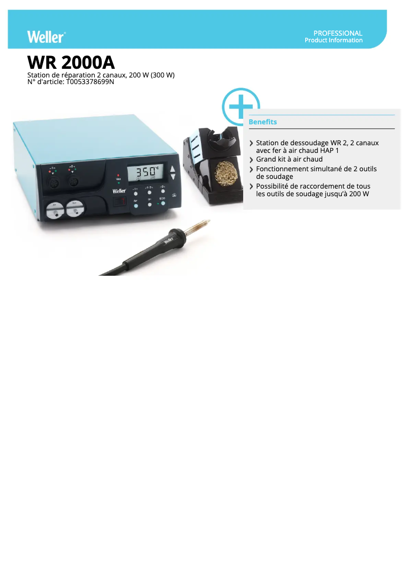 Page n°1 - Fiche technique Weller WR 2000A