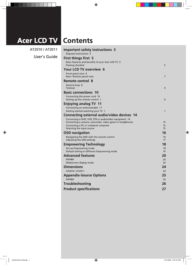 Página 1 del manual Manual de usuario Acer AT2010