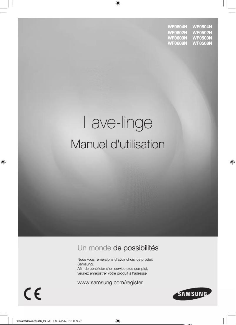 Page 1 de la notice Manuel utilisateur Samsung WF0590NXW
