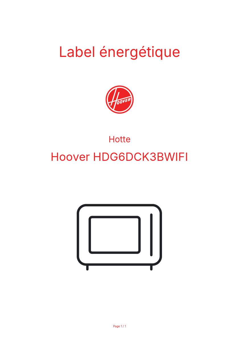 Page n°1 - Label énergétique Hoover HDG6DCK3BWIFI