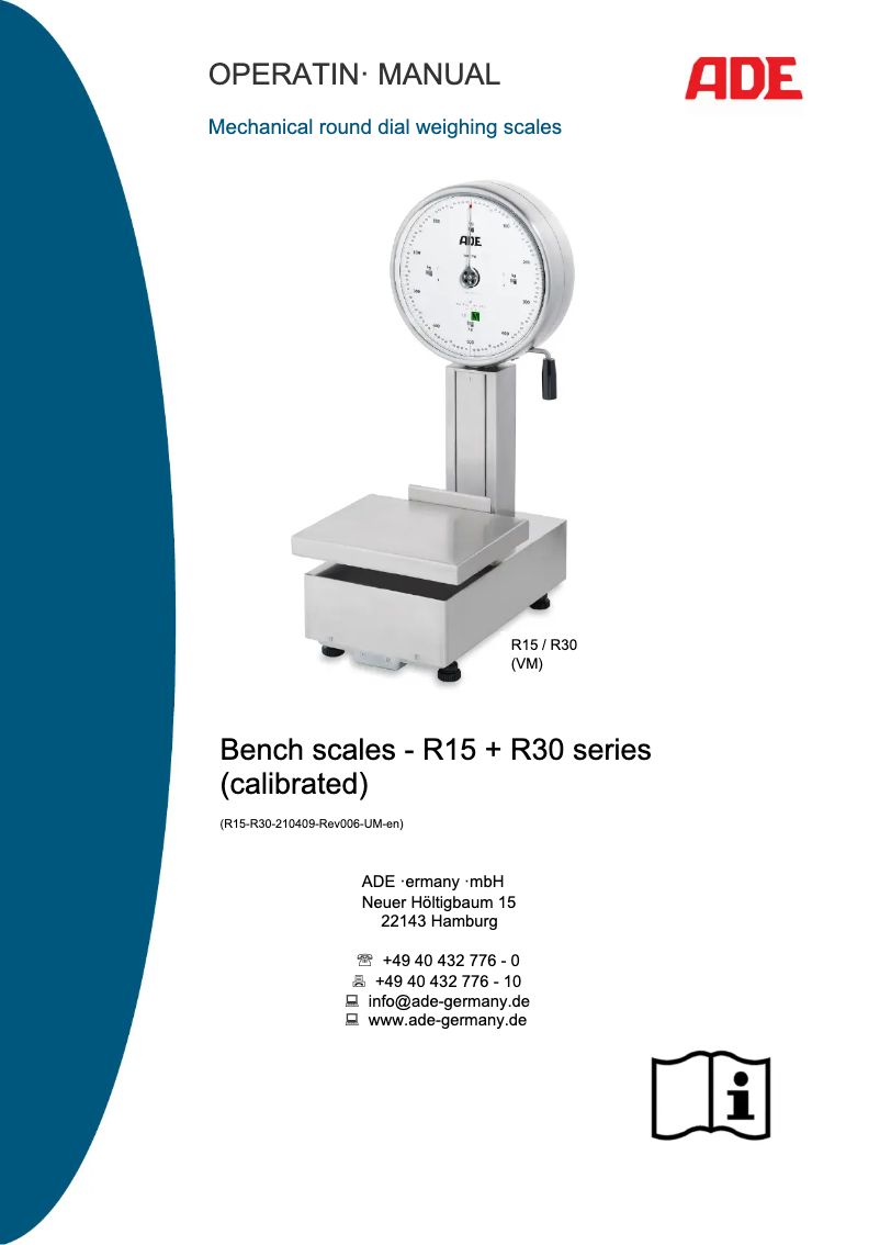 Page n°1 - Manuel utilisateur ADE R15-R30