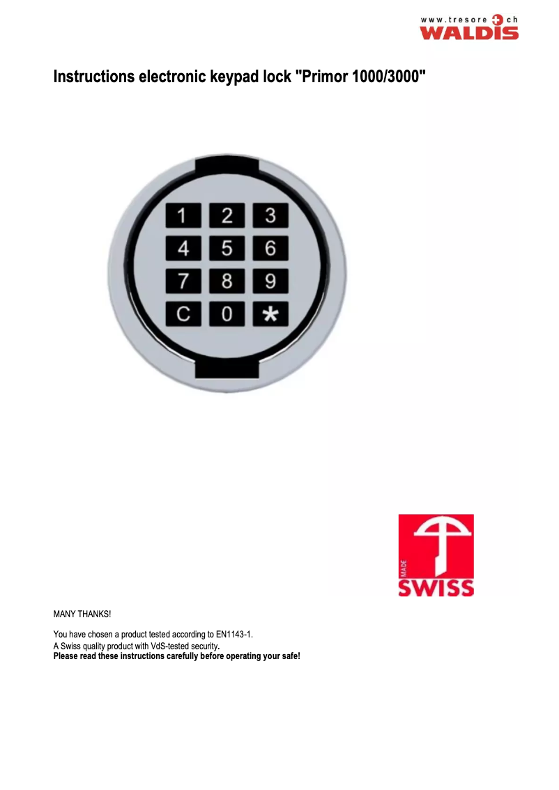 Page n°1 - Manuel utilisateur WALDIS Business 650