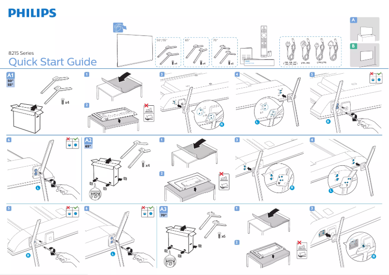 Page 1 of the manual Quick Start Guide Philips 70PUD8215