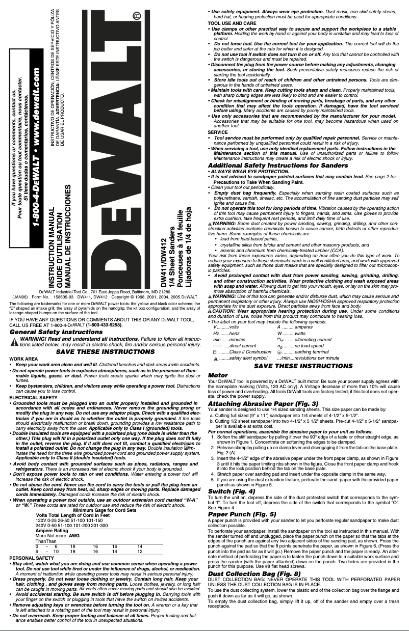 Página 1 del manual Manual de usuario DeWalt DW411K