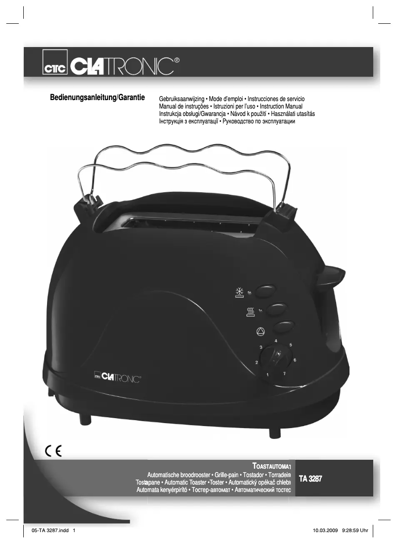 Page 1 de la notice Manuel utilisateur Clatronic TA 3287