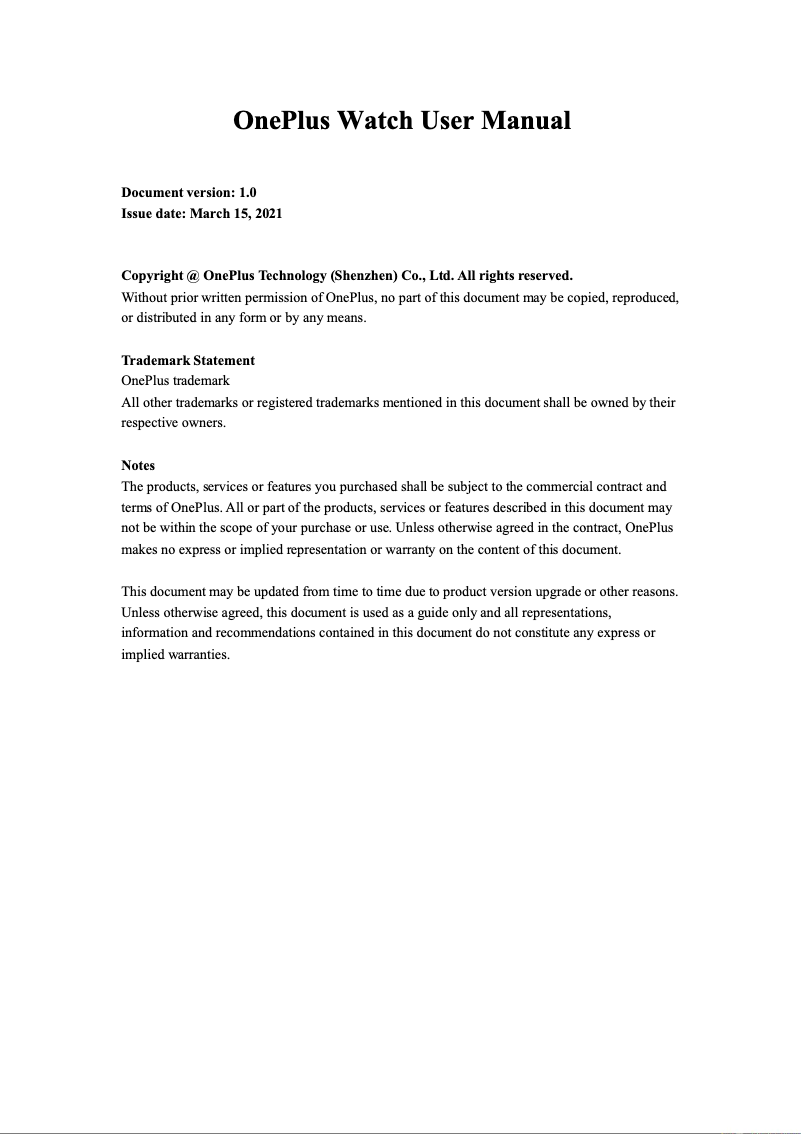 Image de la première page du manuel de l'appareil Nord Watch