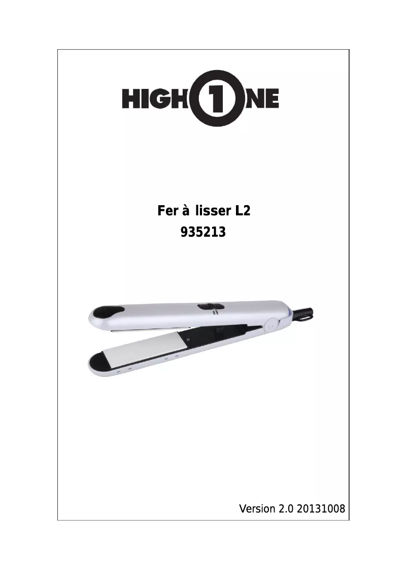 Page 1 de la notice Manuel utilisateur High One L2