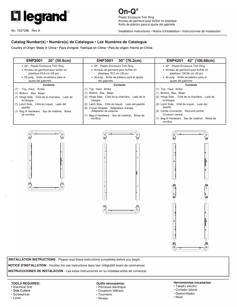 Page n°1 - Manuel utilisateur On-Q ENP2001