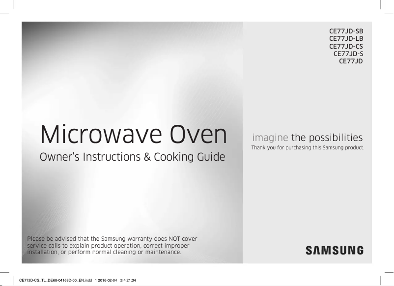 Page 1 de la notice Manuel utilisateur Samsung CE77JD-S