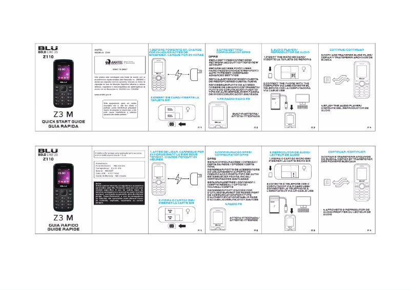Page 1 de la notice Manuel utilisateur BLU Z3 M