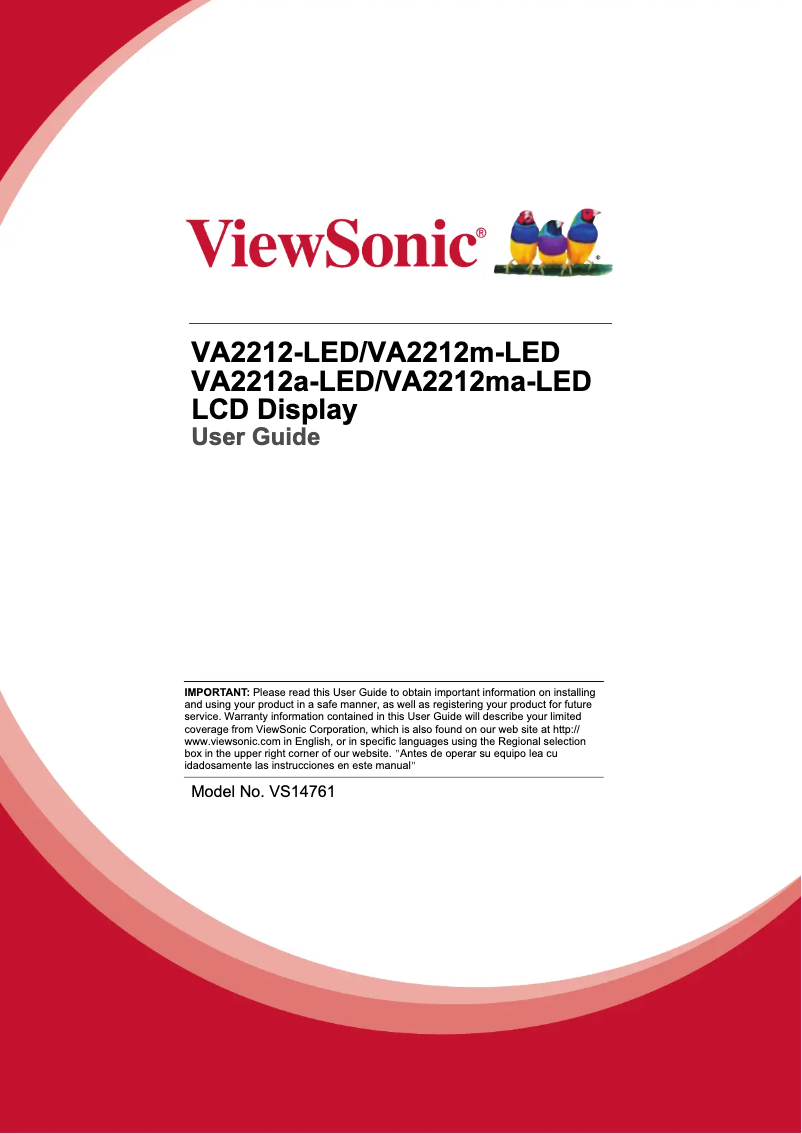 Page 1 de la notice Manuel utilisateur Viewsonic VA2212A-LED
