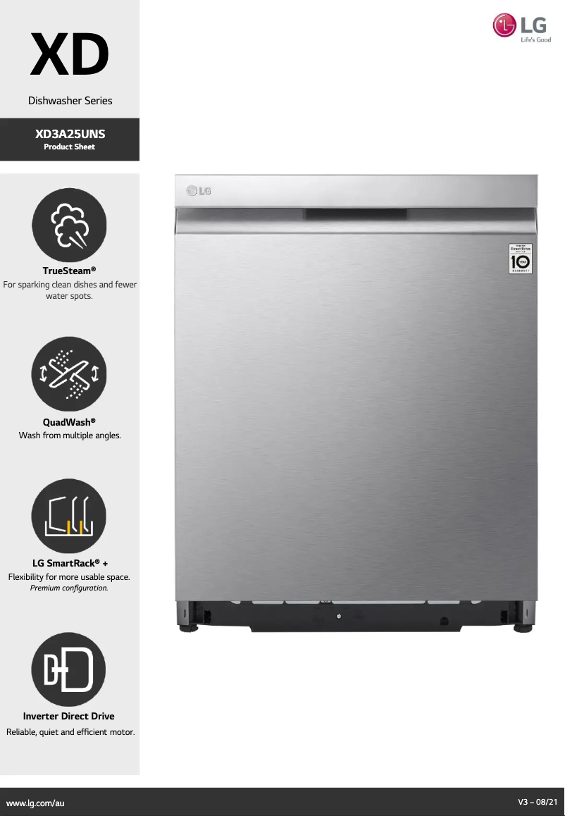 Page 1 de la notice Fiche technique LG XD3A25UNS