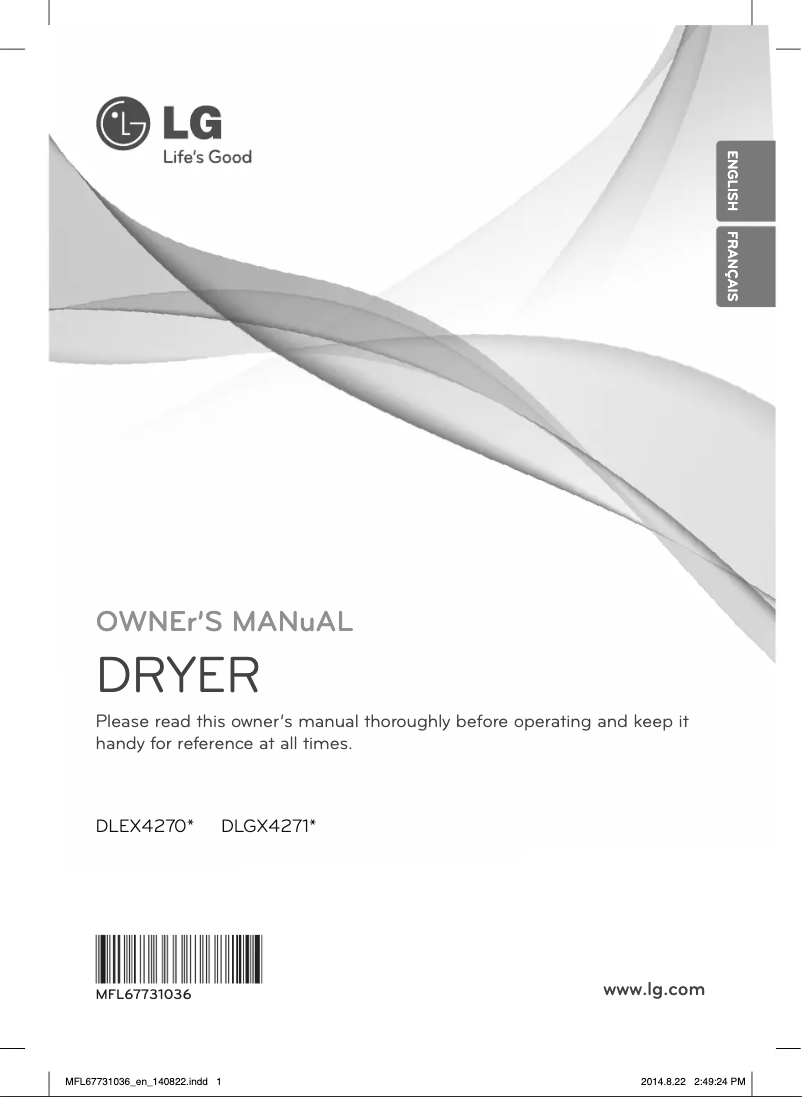 Page 1 de la notice Manuel utilisateur LG DLEX4270V