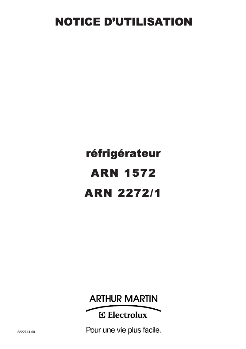 Image de la première page du manuel de l'appareil ARN1572