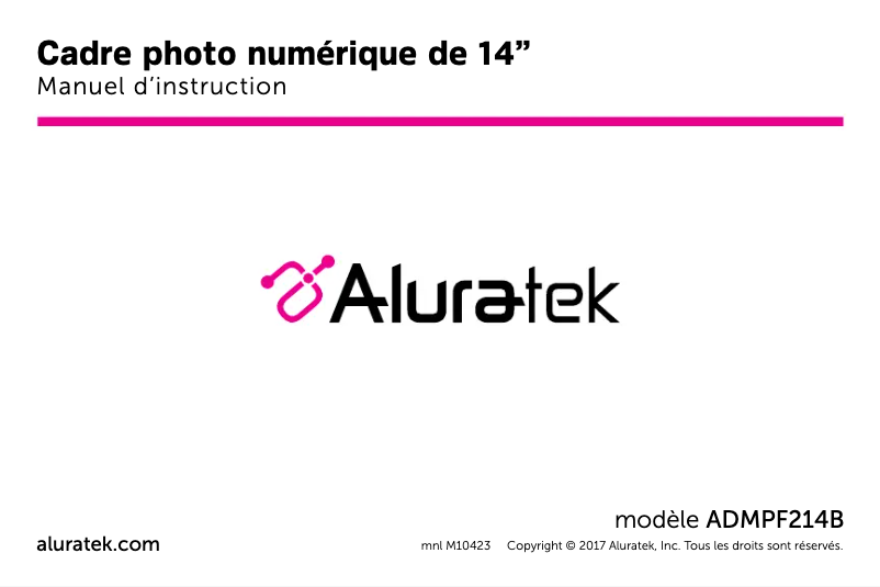 Page n°1 - Guide de démarrage rapide Aluratek ADMPF214FB