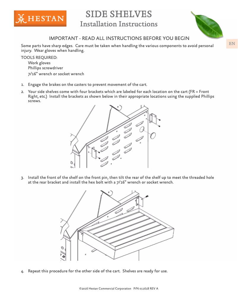 Page n°1 - Guide d'installation Hestan GCR42