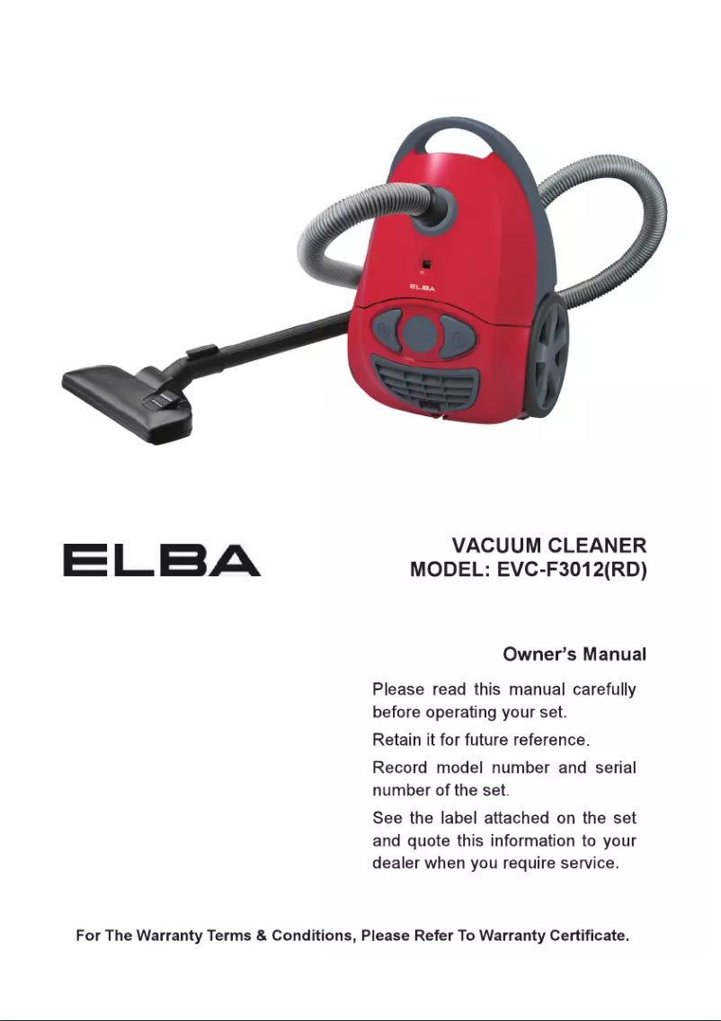 Page n°1 - Manuel utilisateur Elba EVC-F3012(RD)