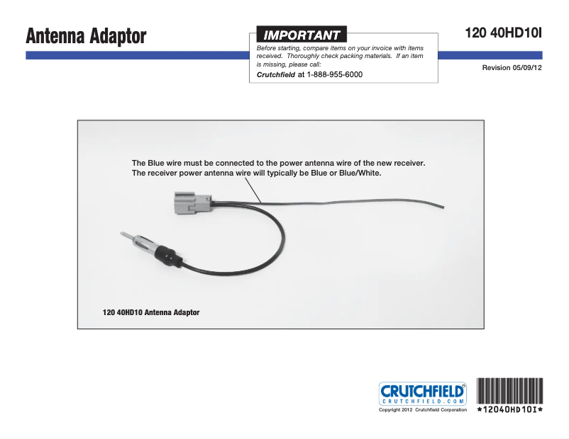 Page 1 de la notice Manuel utilisateur Metra 40-HD10