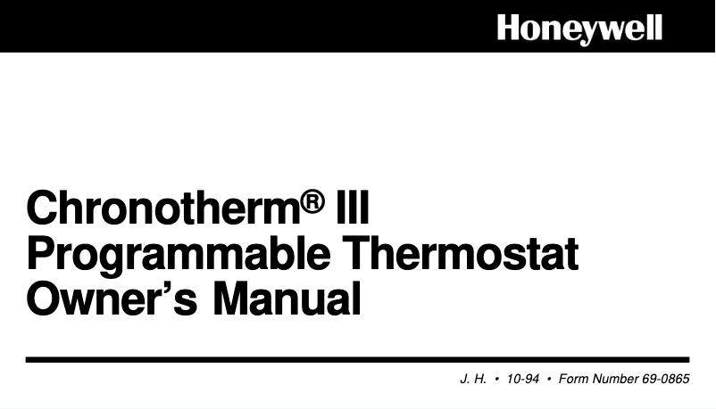 Page 1 de la notice Manuel utilisateur Honeywell Chronotherm III 69-0865